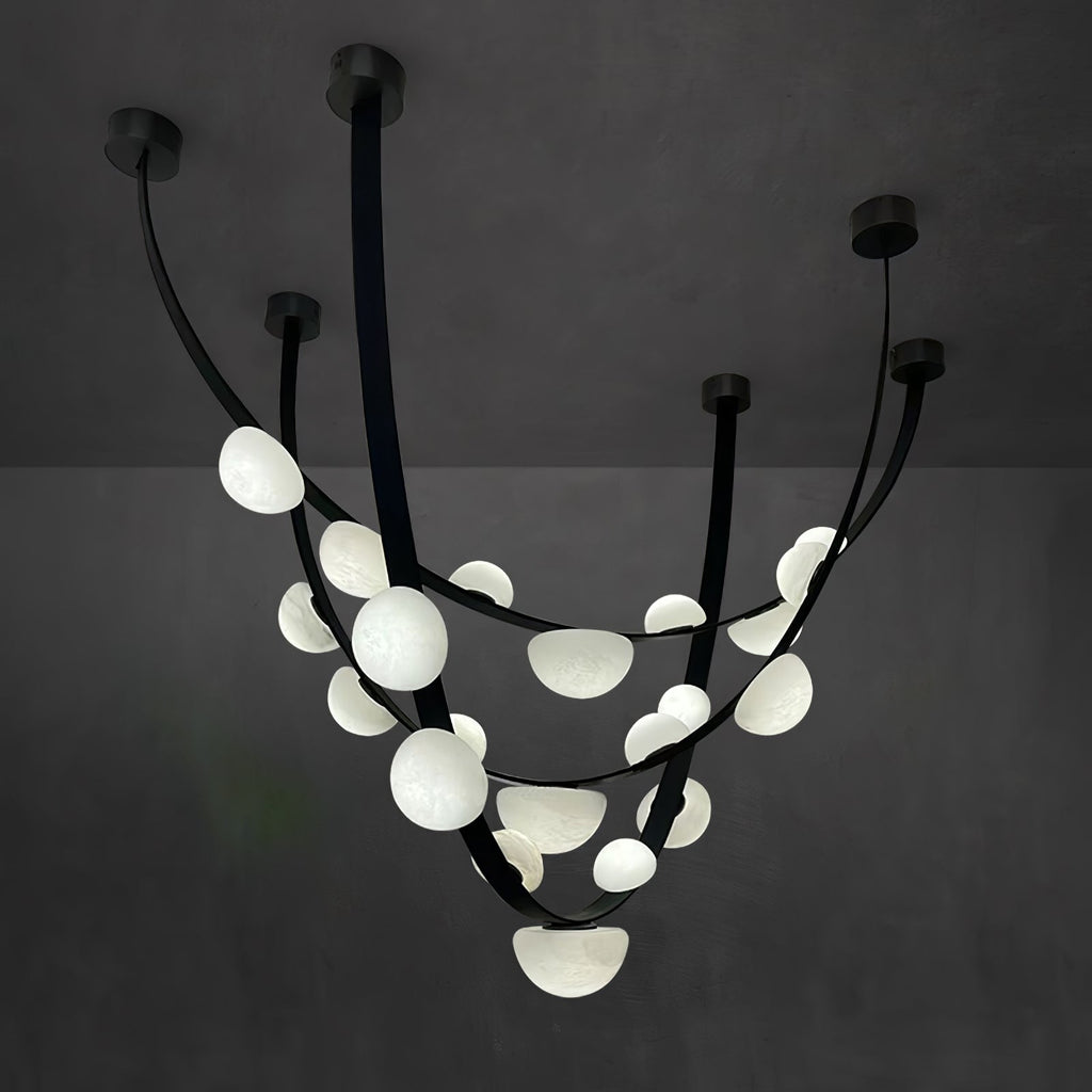 Lustre moderne Amir en Albâtre Noir et blanc
