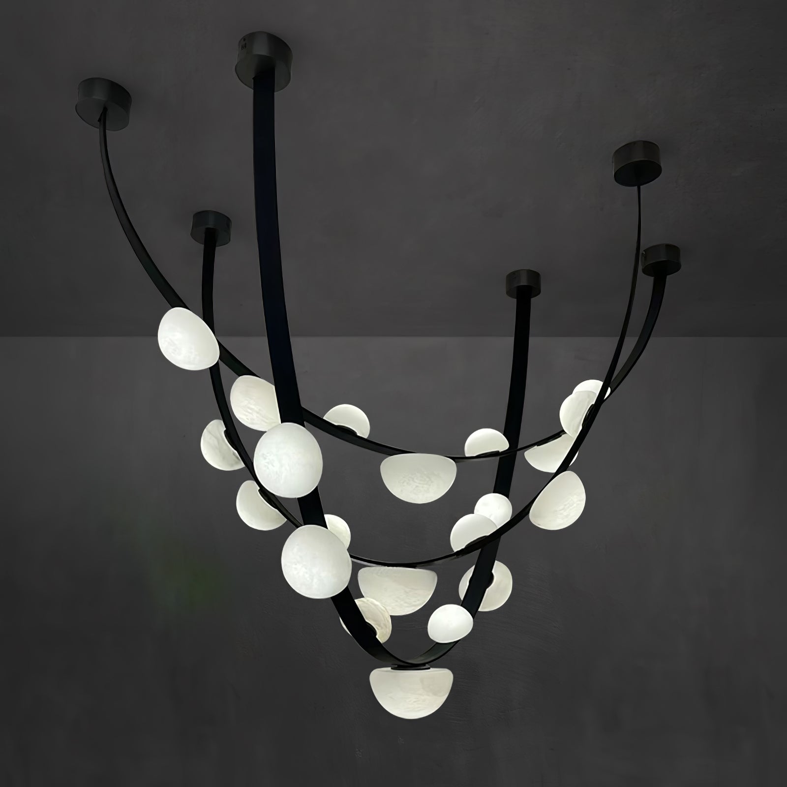Lustre moderne Amir en Albâtre Noir et blanc
