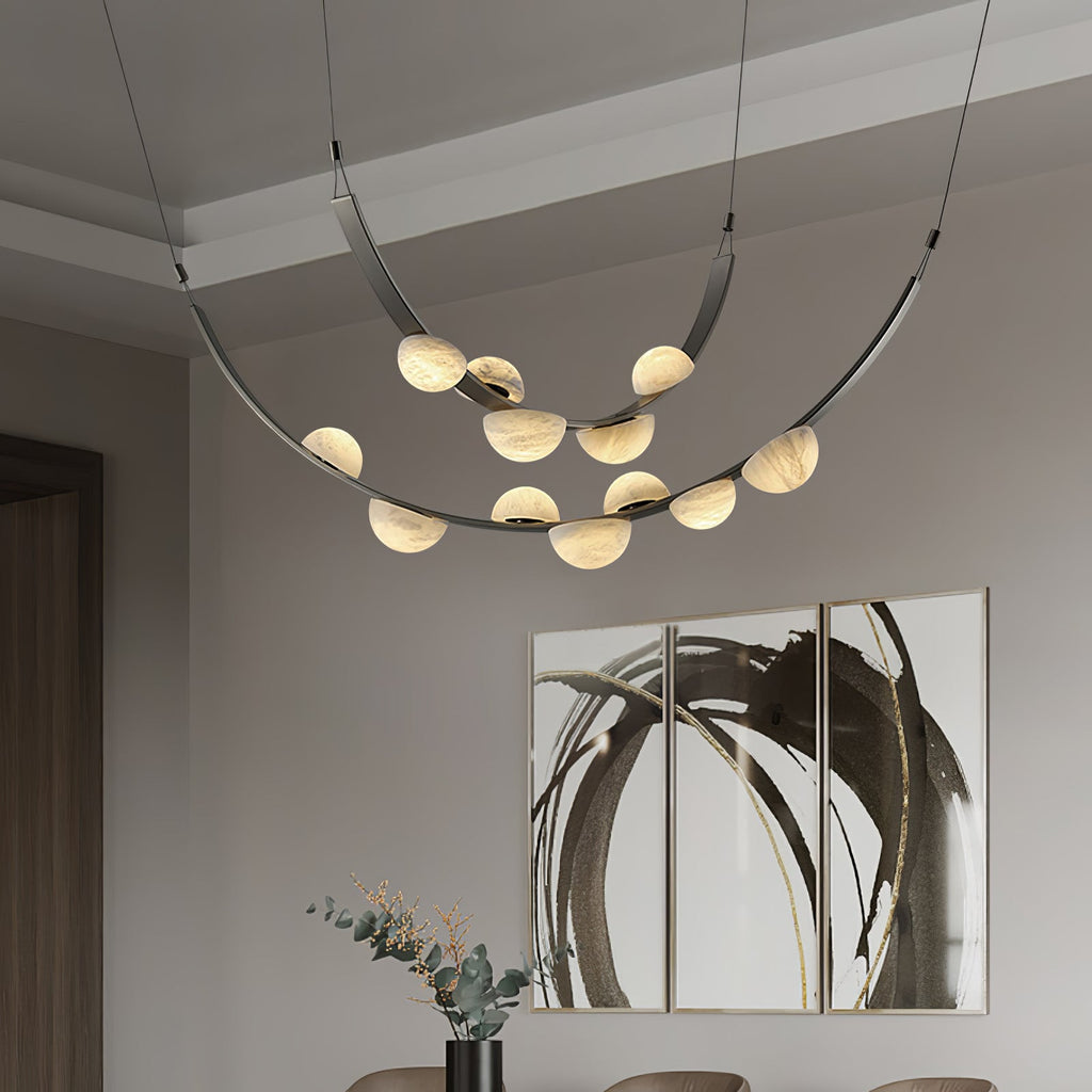 Lustre moderne Amir en Albâtre Noir et blanc