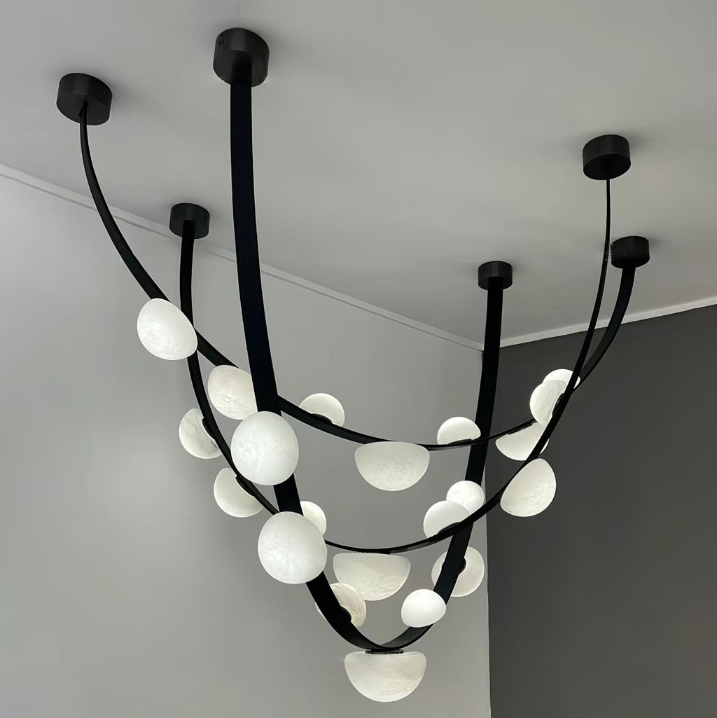 Lustre moderne Amir en Albâtre Noir et blanc