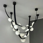 Lustre moderne Amir en Albâtre Noir et blanc