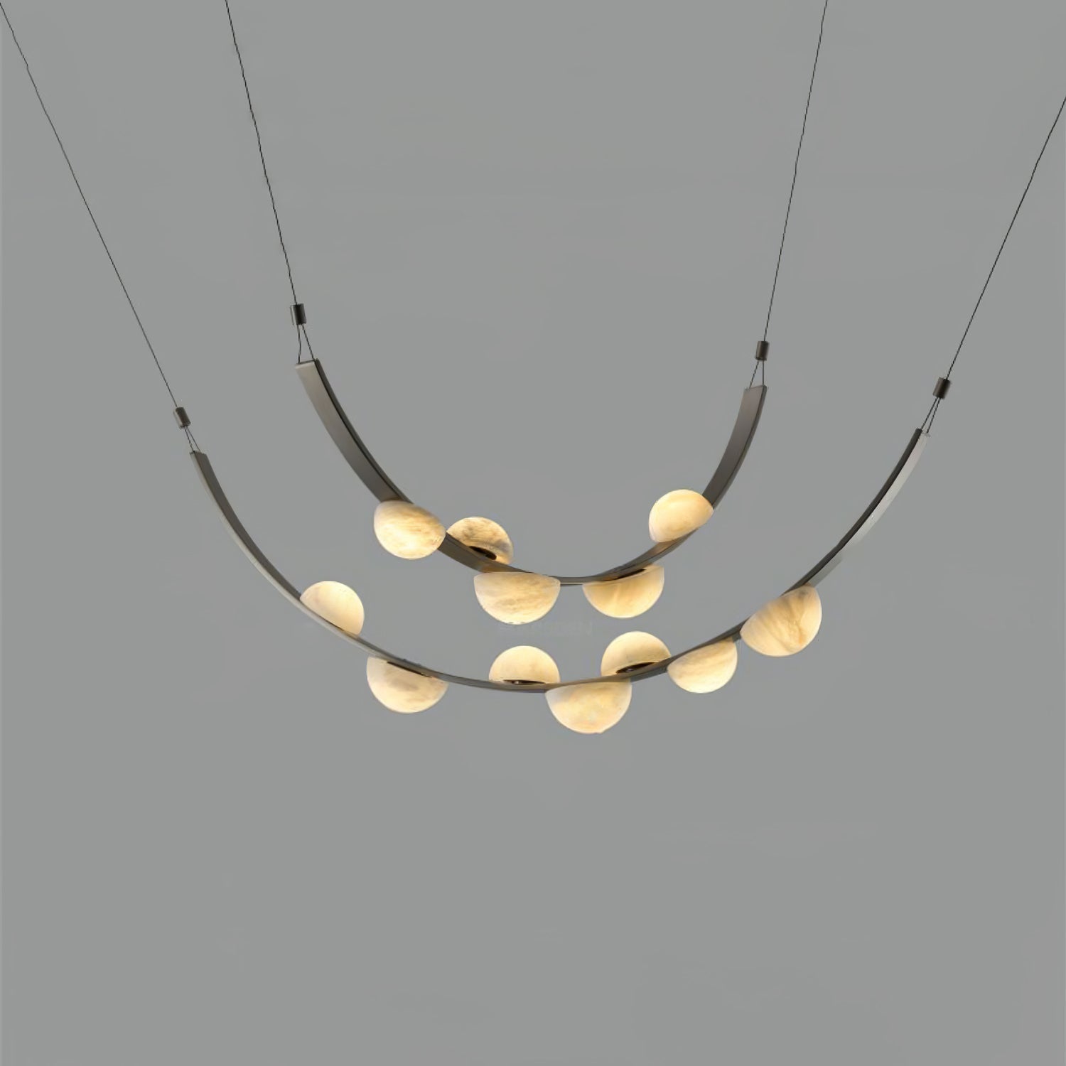 Lustre moderne Amir en Albâtre Noir et blanc