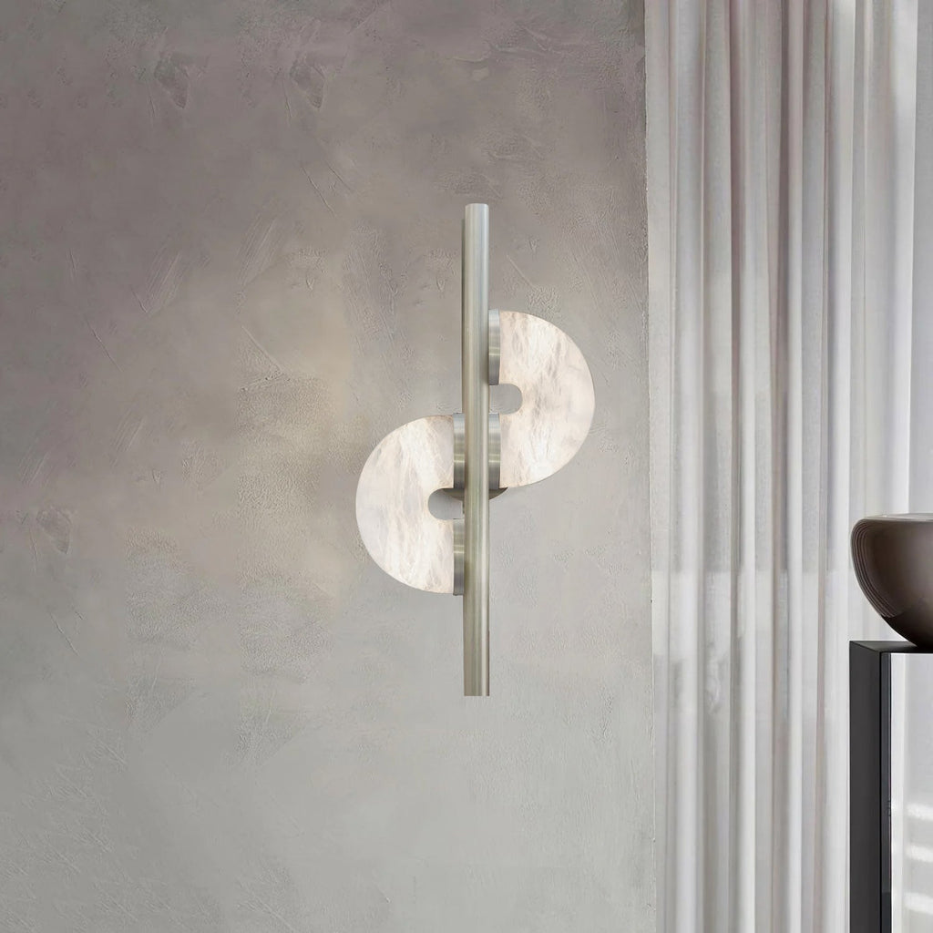Applique murale moderne Guttorm en Albâtre Nickel et blanc