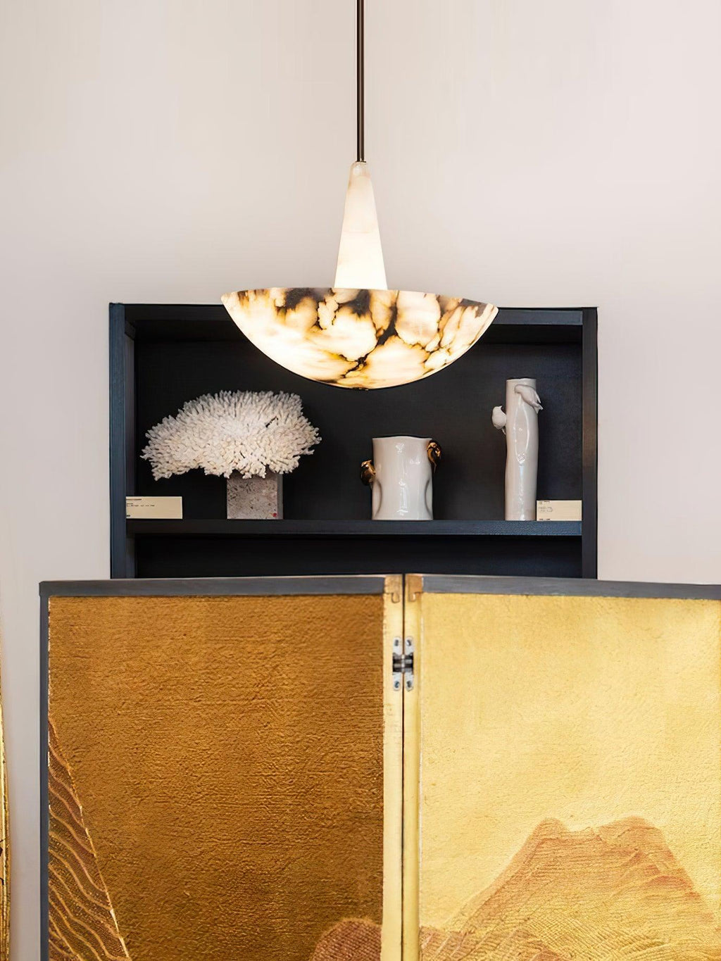 Lustre moderne Chase en Albâtre Blanc