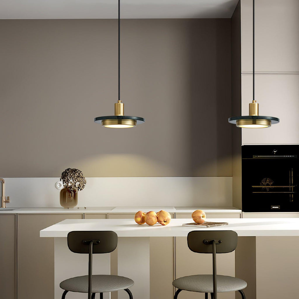 Suspension moderne Ashby en Or et blanc marbre
