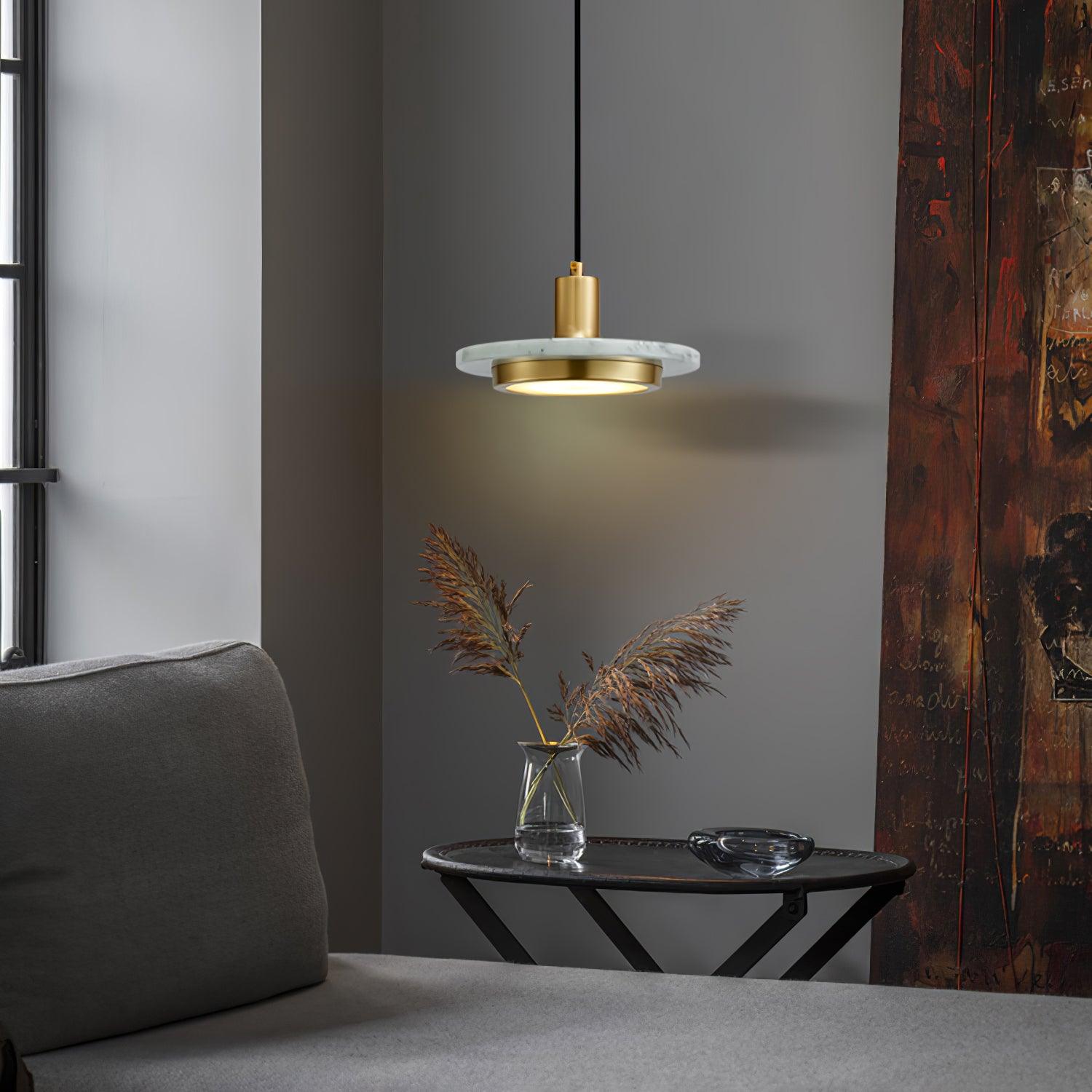 Suspension moderne Ashby en Doré et vert marbre