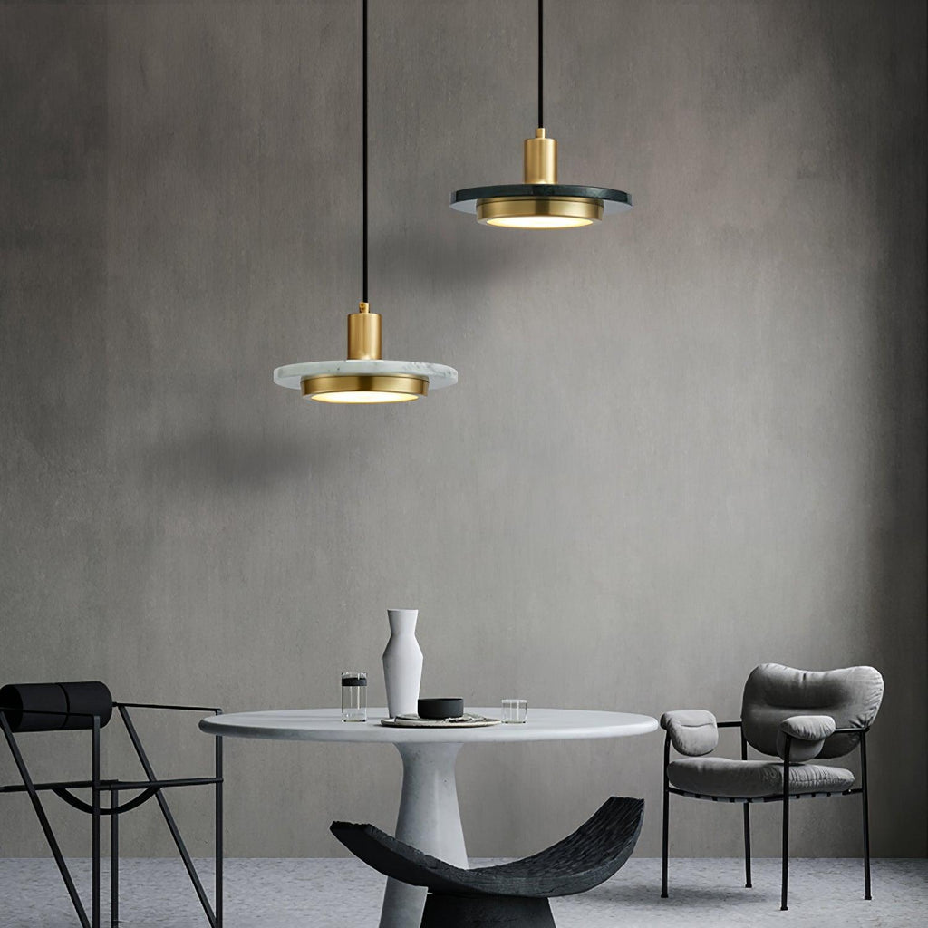 Suspension moderne Ashby en Or et blanc marbre