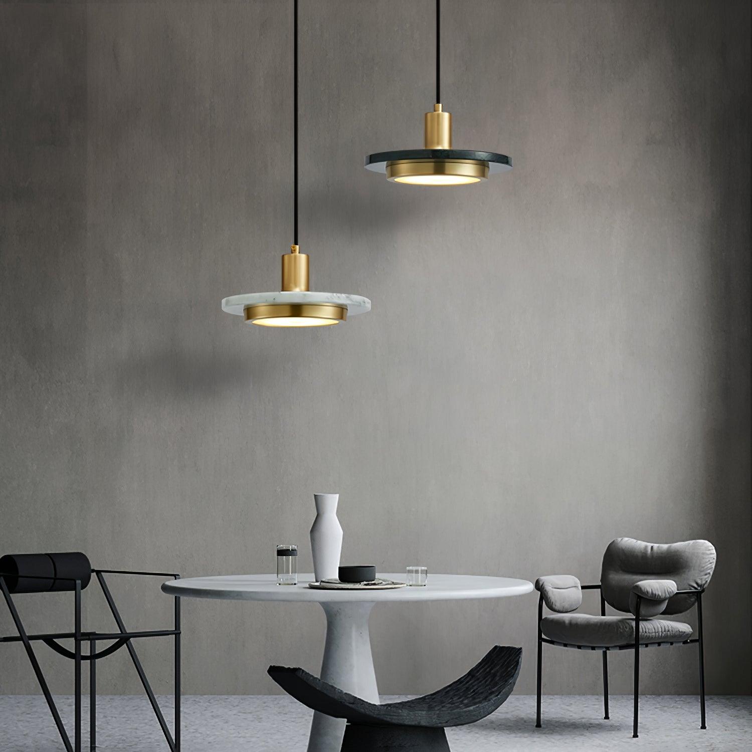 Suspension moderne Ashby en Doré et vert marbre
