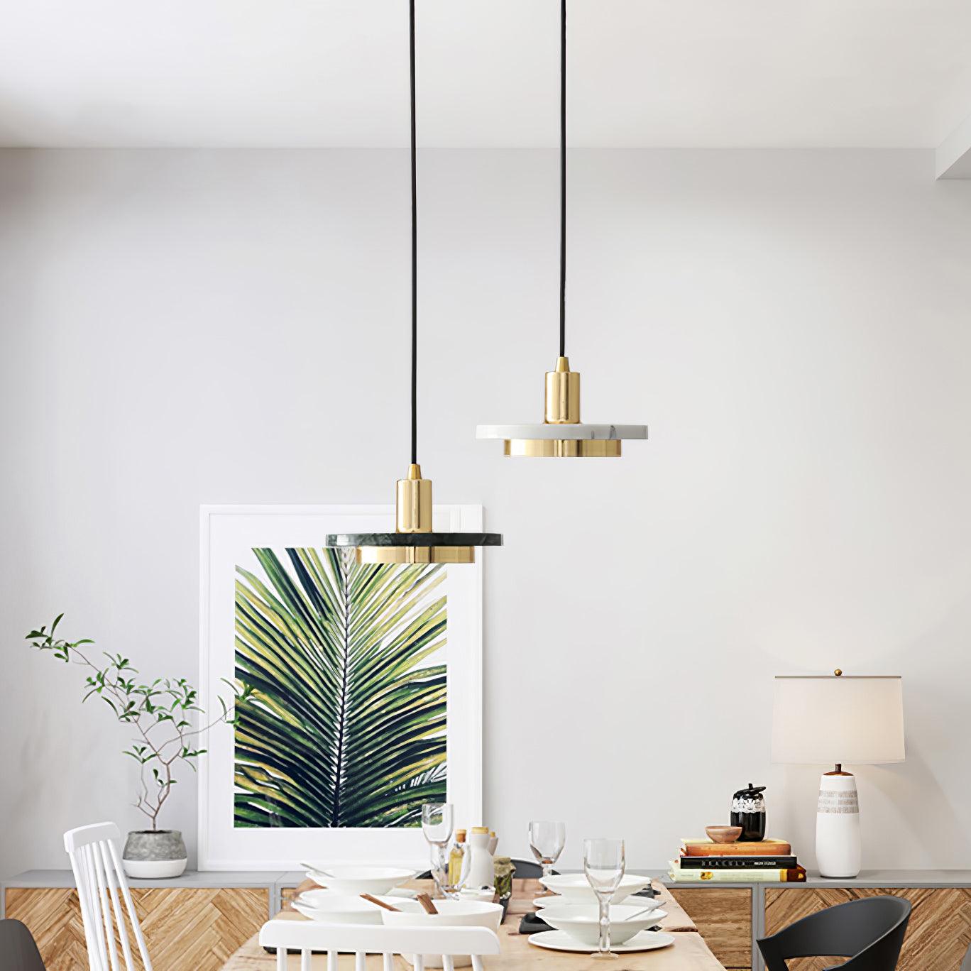 Suspension moderne Ashby en Or et blanc marbre