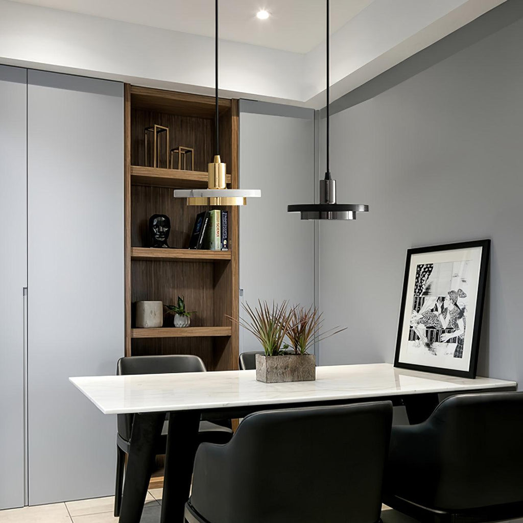 Suspension moderne Ashby en Noir et noir marbre