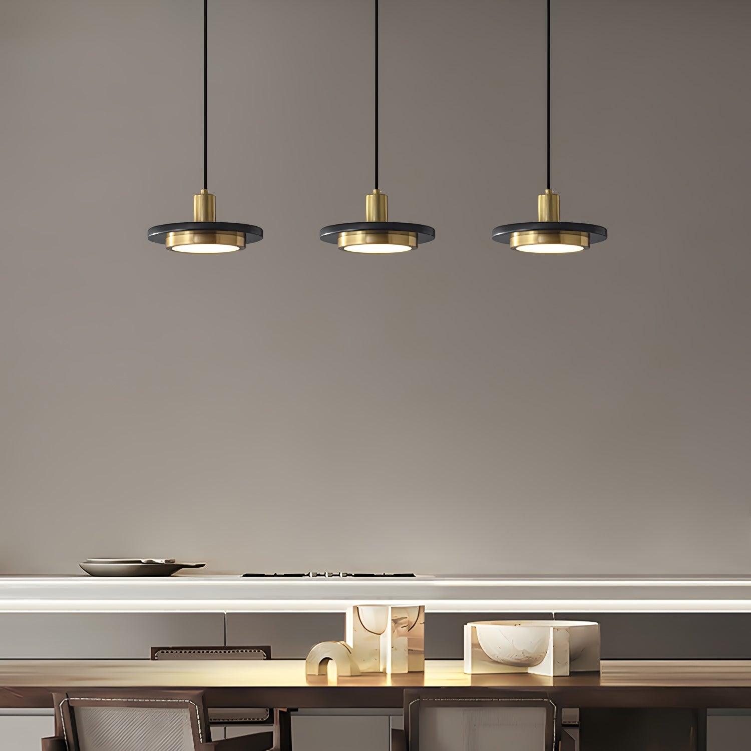 Suspension moderne Ashby en Noir et noir marbre