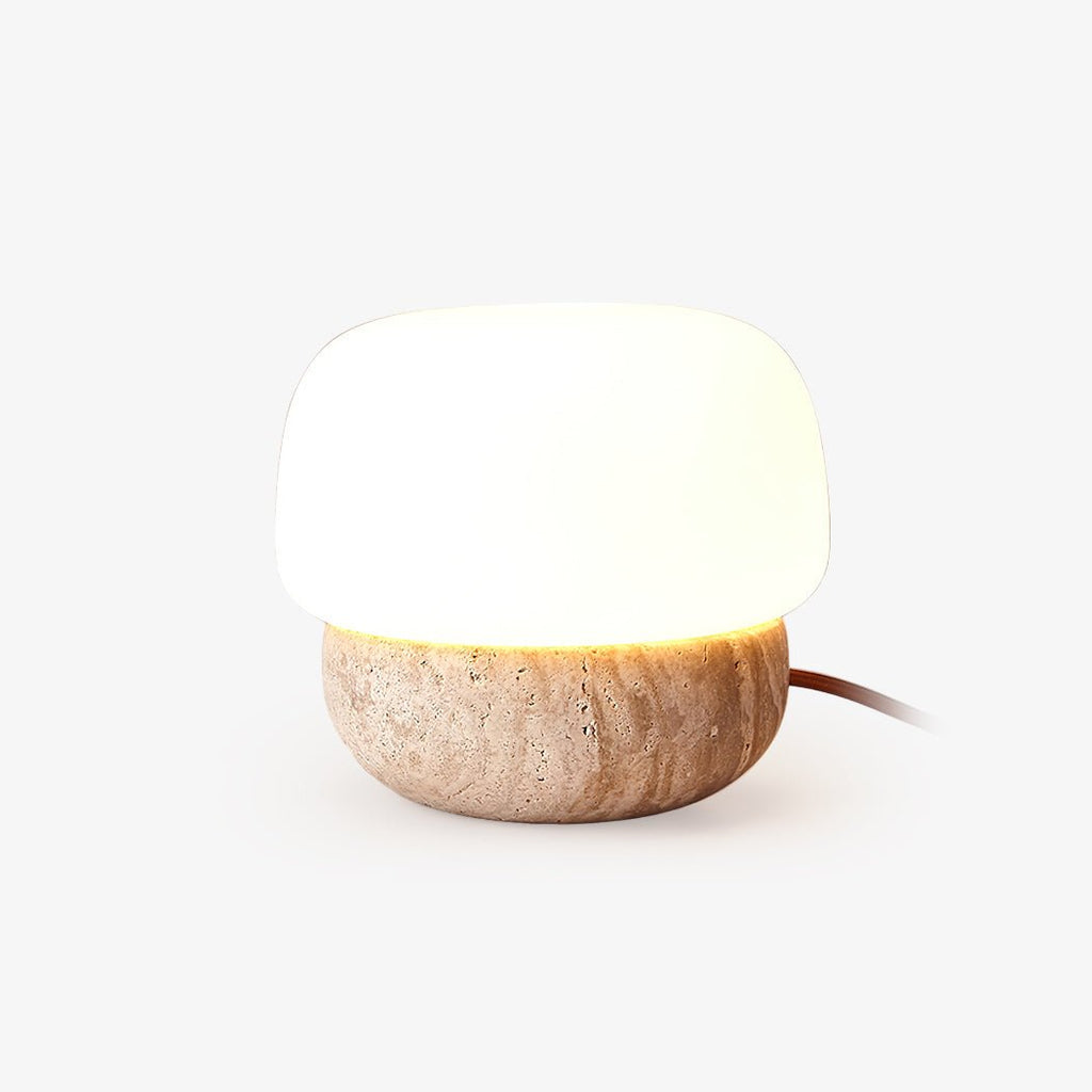 Lampe à poser moderne Alfons en Travertin jaune et blanc