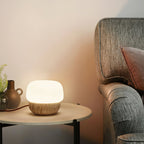 Lampe à poser moderne Alfons en Travertin jaune et blanc