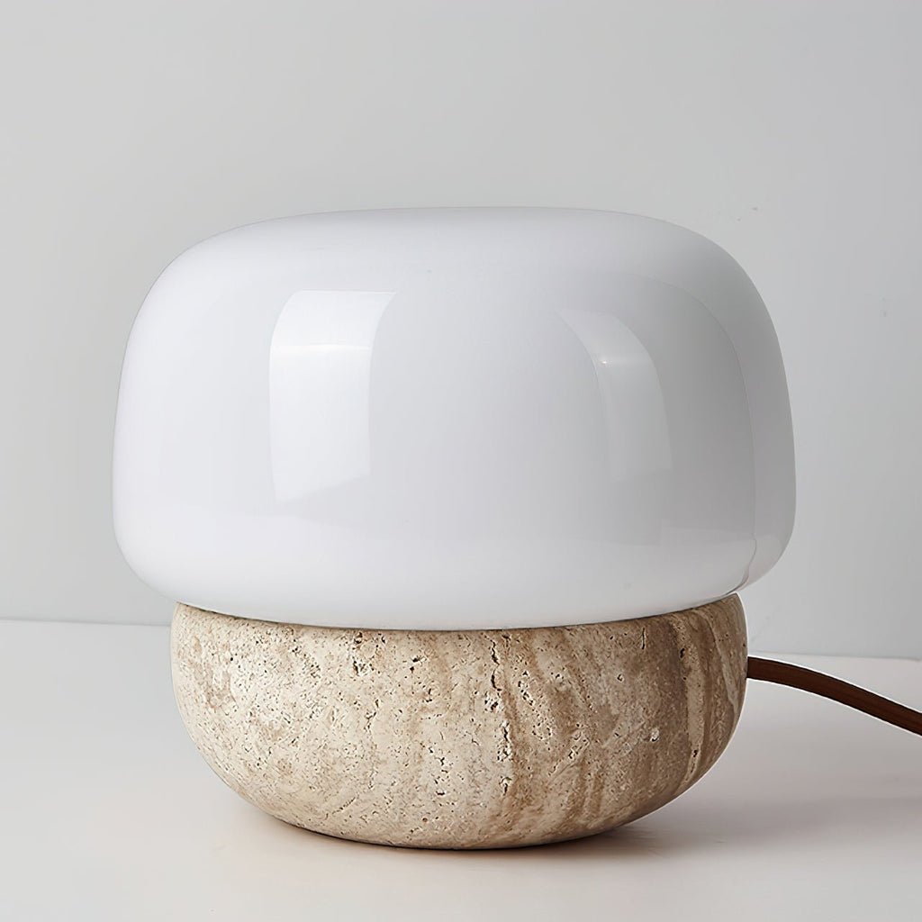 Lampe à poser moderne Alfons en Travertin jaune et blanc