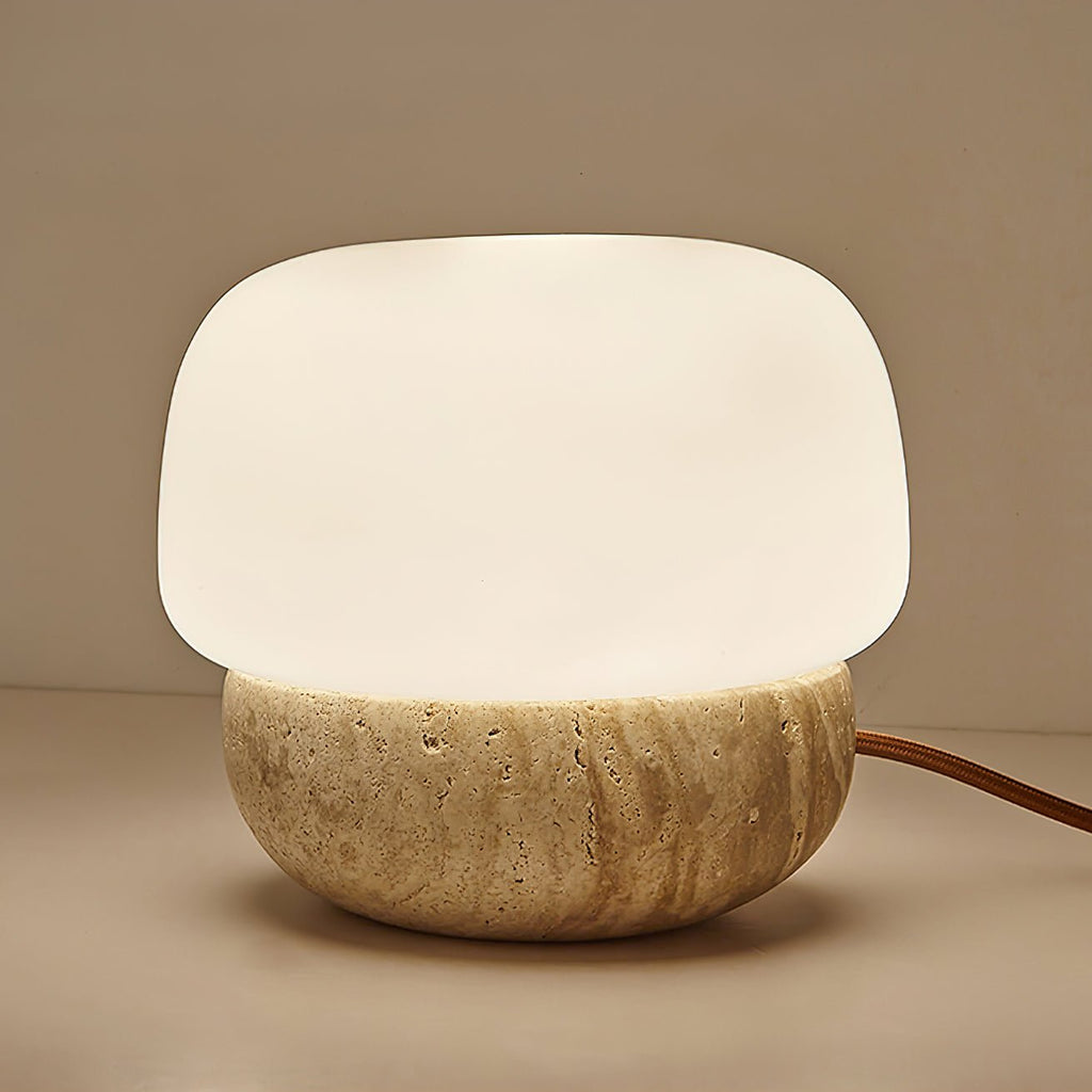 Lampe à poser moderne Alfons en Travertin jaune et blanc