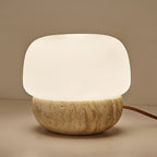 Lampe à poser moderne Alfons en Travertin jaune et blanc
