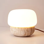 Lampe à poser moderne Alfons en Travertin jaune et blanc