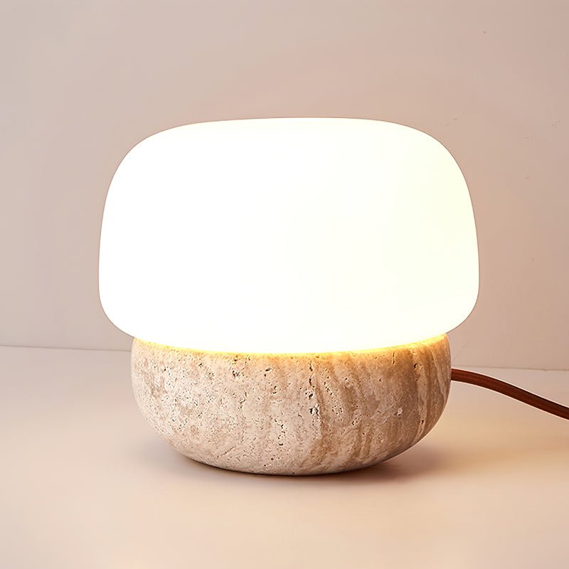 Lampe à poser moderne Alfons en Travertin jaune et blanc