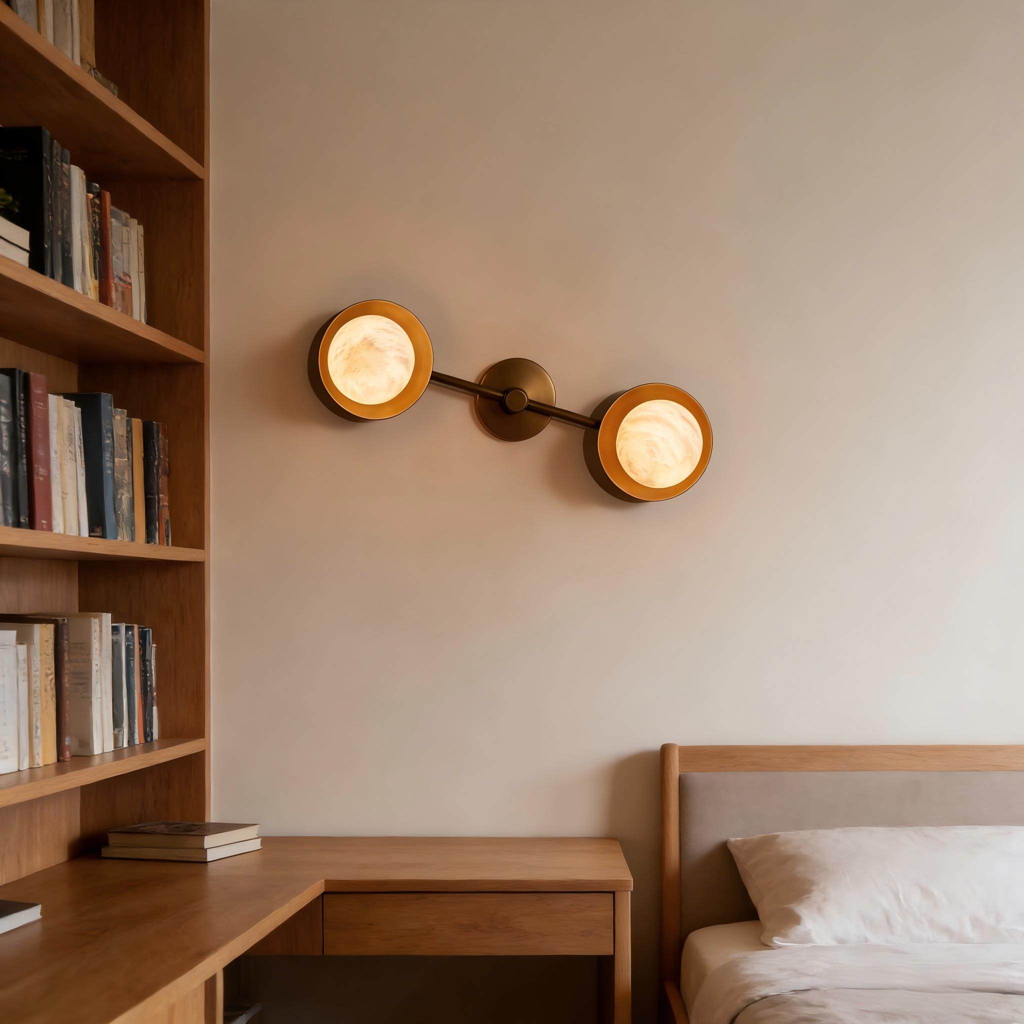 Applique murale moderne Jomar en Albâtre Bronze et blanc