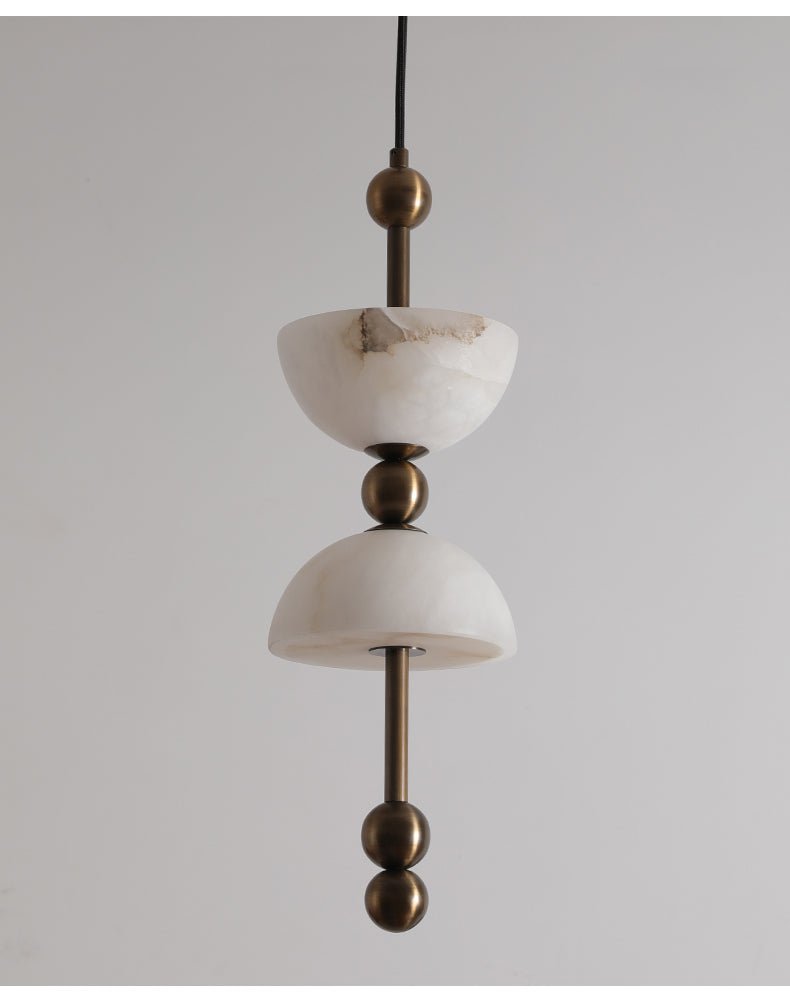 Suspension moderne Keir en Albâtre Bronze et blanc