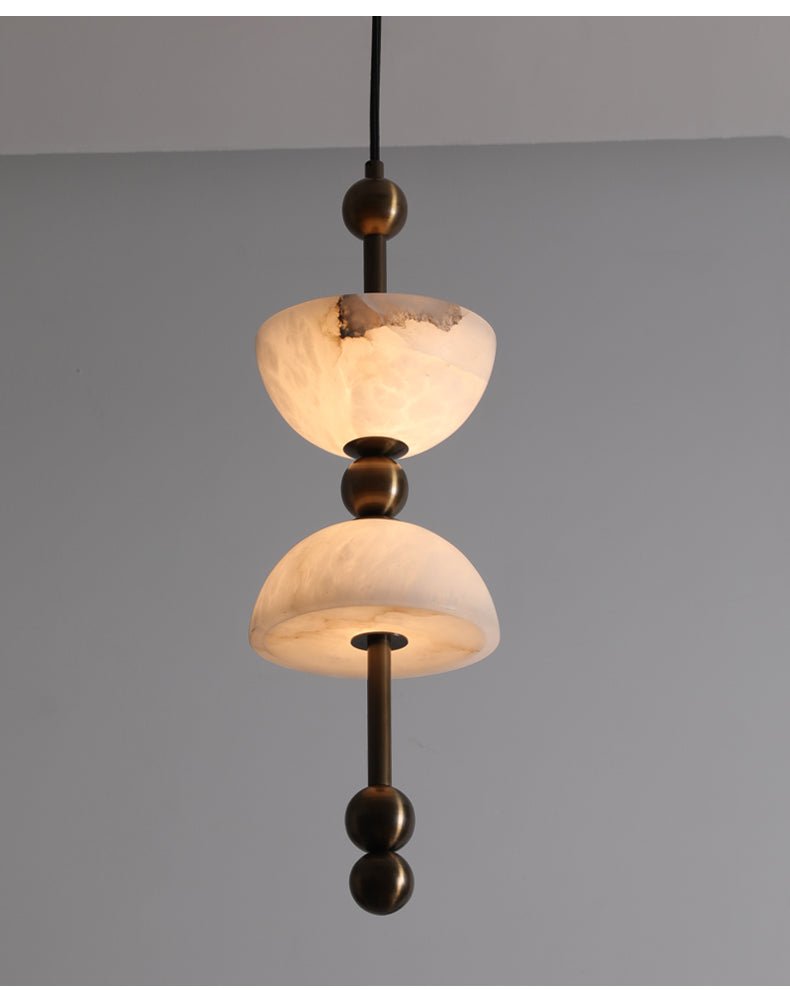 Suspension moderne Keir en Albâtre Bronze et blanc