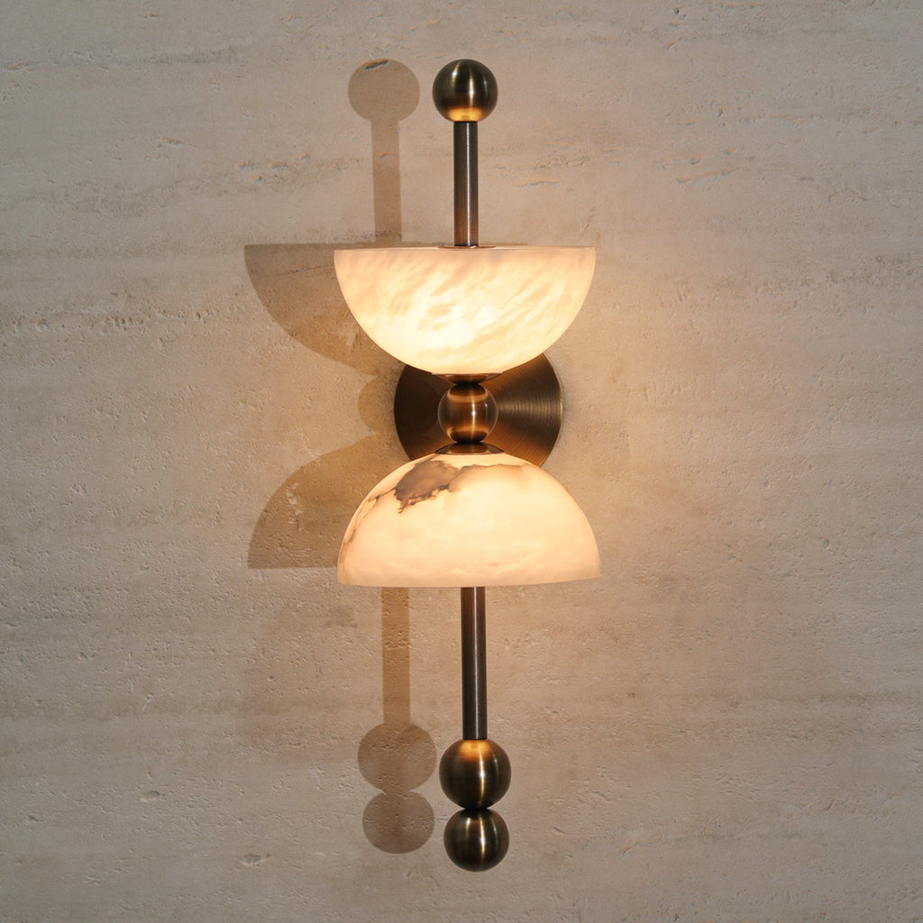 Applique murale moderne Keir en Albâtre Bronze et blanc
