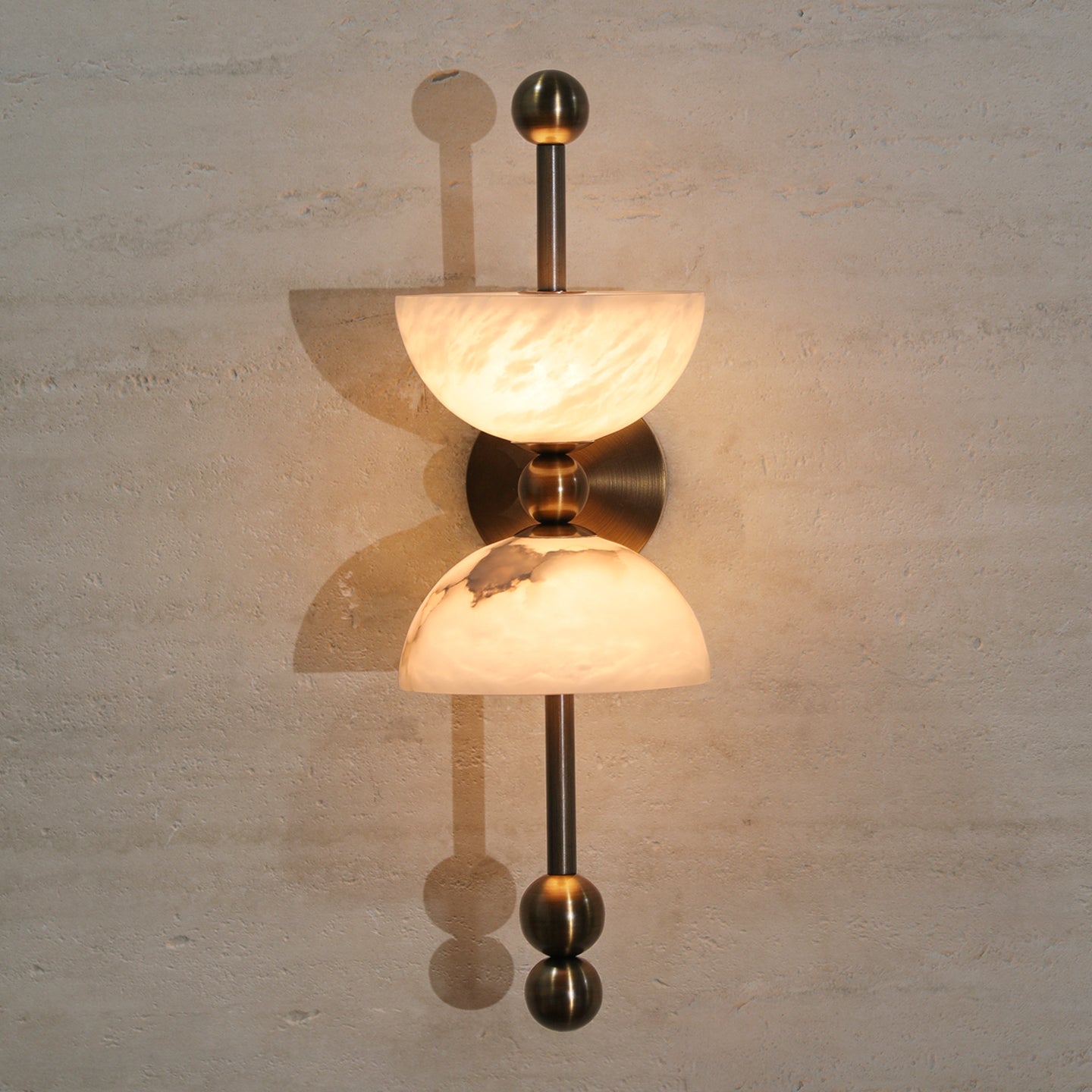 Applique murale moderne Keir en Albâtre Bronze et blanc