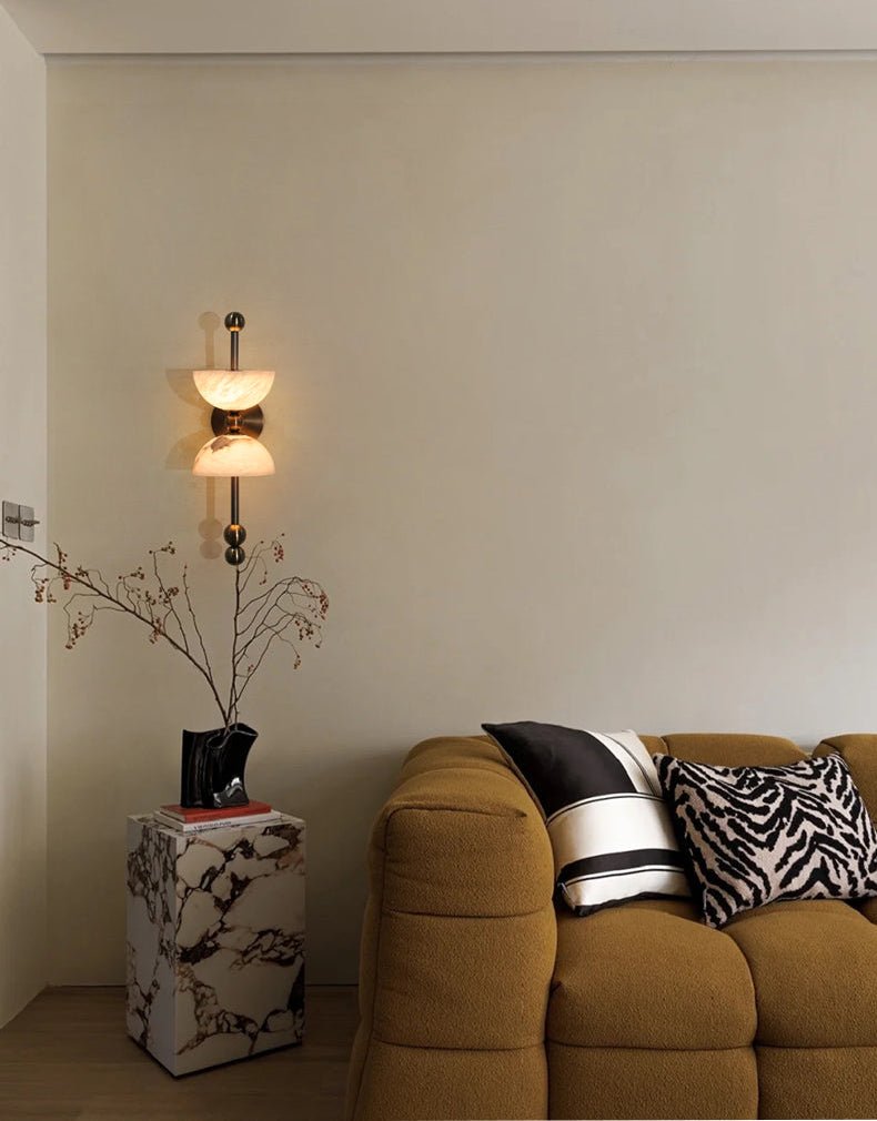 Applique murale moderne Keir en Albâtre Bronze et blanc