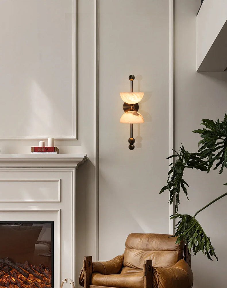 Applique murale moderne Keir en Albâtre Bronze et blanc