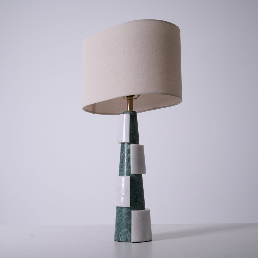 Lampe à poser moderne Dadi en Marbre Vert et blanc
