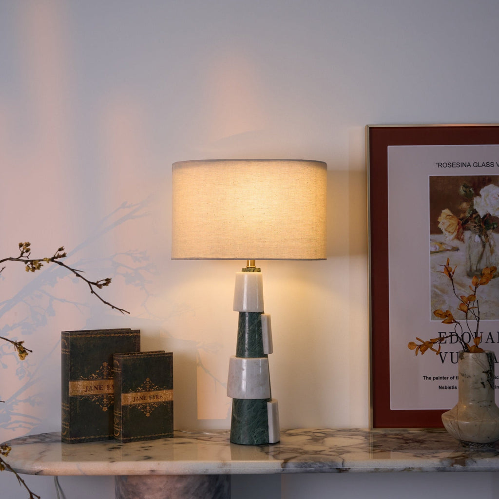 Lampe à poser moderne Dadi en Marbre Vert et blanc