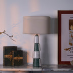 Lampe à poser moderne Dadi en Marbre Vert et blanc