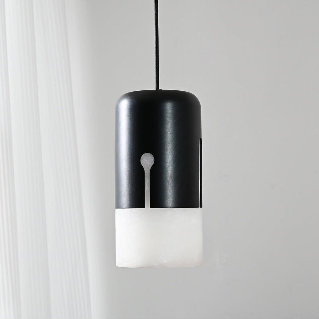 Suspension moderne Felton en Albâtre Noir et blanc
