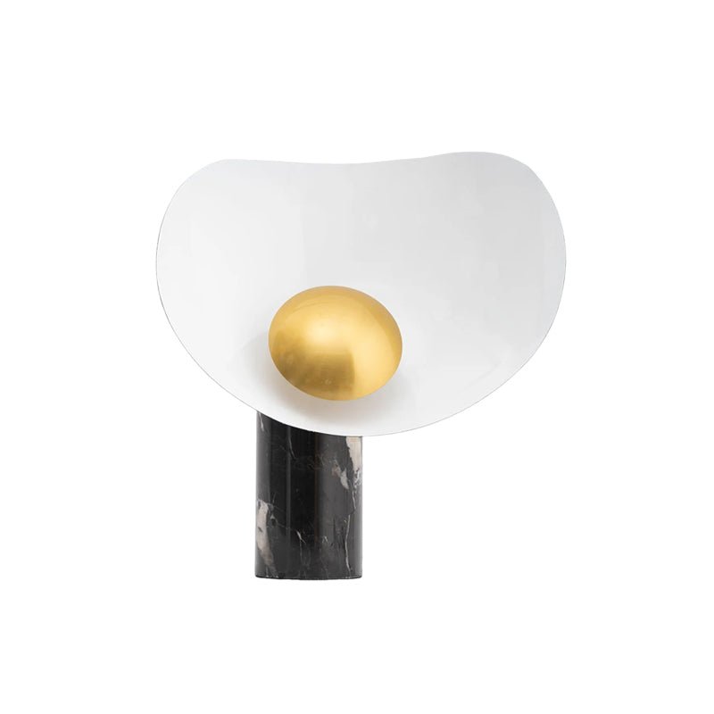 Lampe à poser moderne Ean en Métal, Marbre Noir et or et blanc