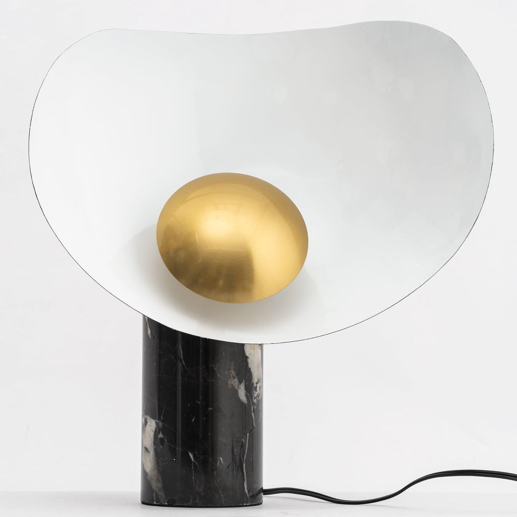 Lampe à poser moderne Ean en Métal, Marbre Noir et or et blanc