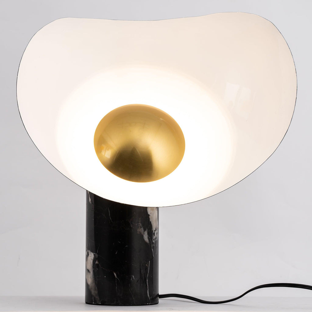 Lampe à poser moderne Ean en Métal, Marbre Noir et or et blanc