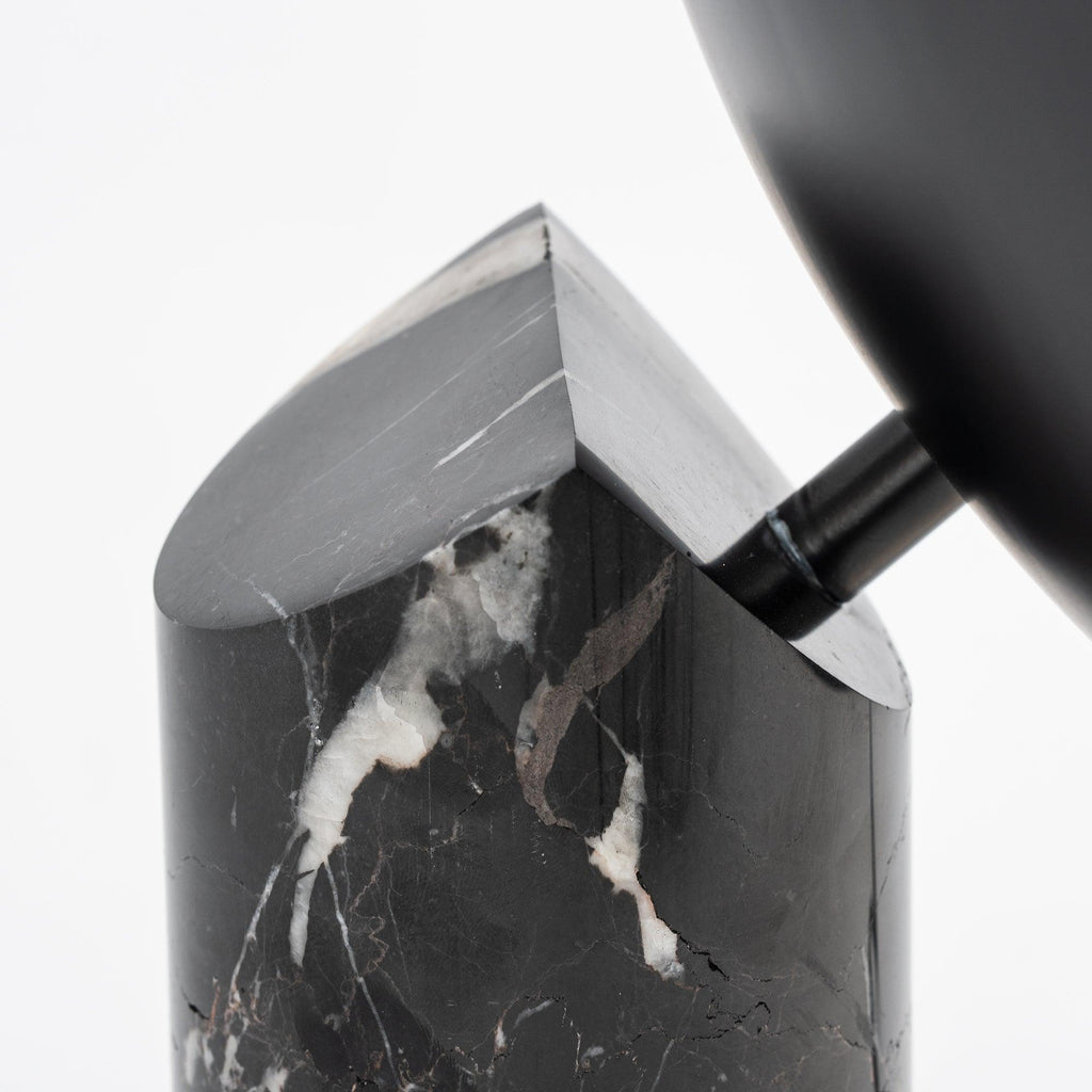 Lampe à poser moderne Ean en Métal, Marbre Noir et or et blanc