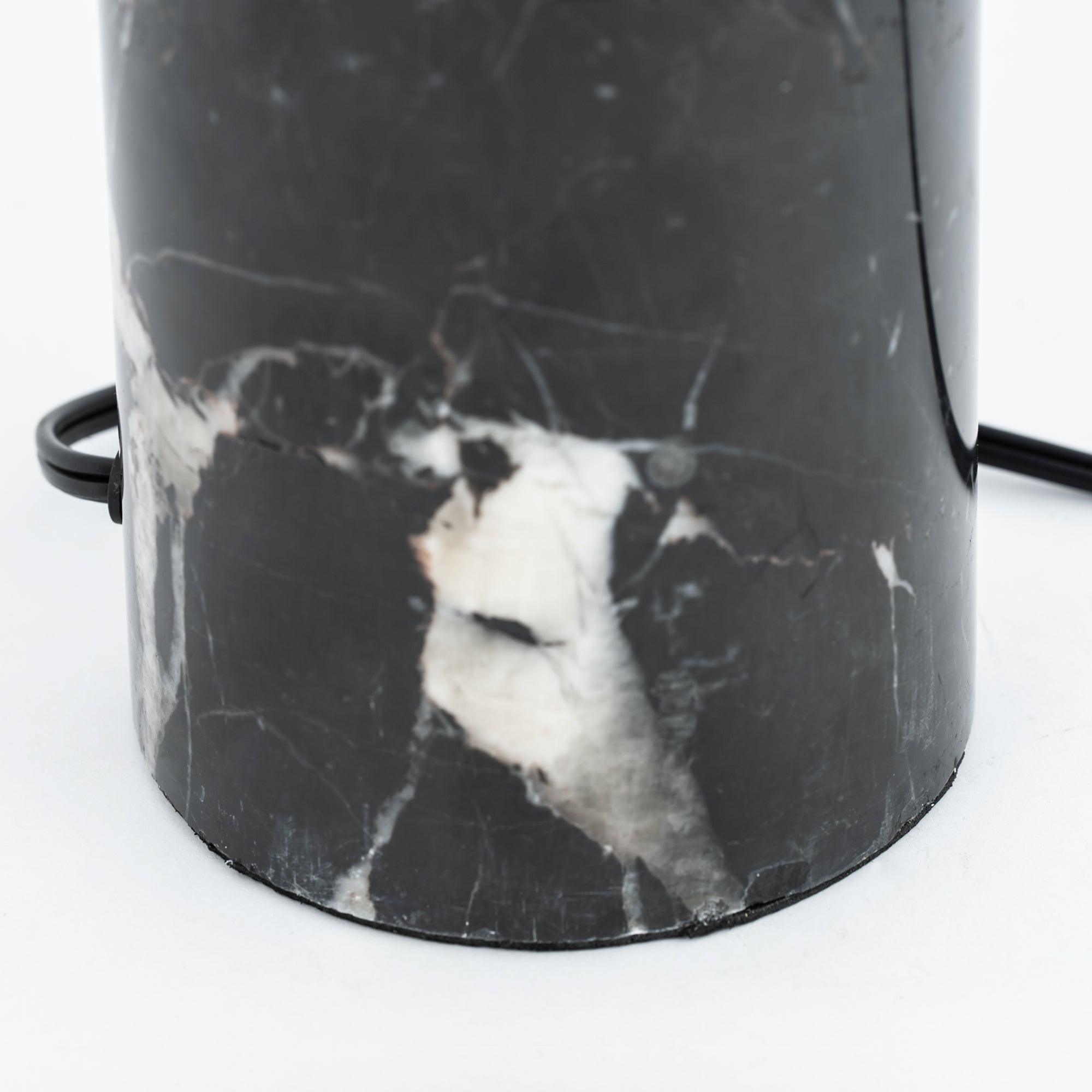 Lampe à poser moderne Ean en Métal, Marbre Noir et or et blanc