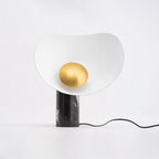 Lampe à poser moderne Ean en Métal, Marbre Noir et or et blanc