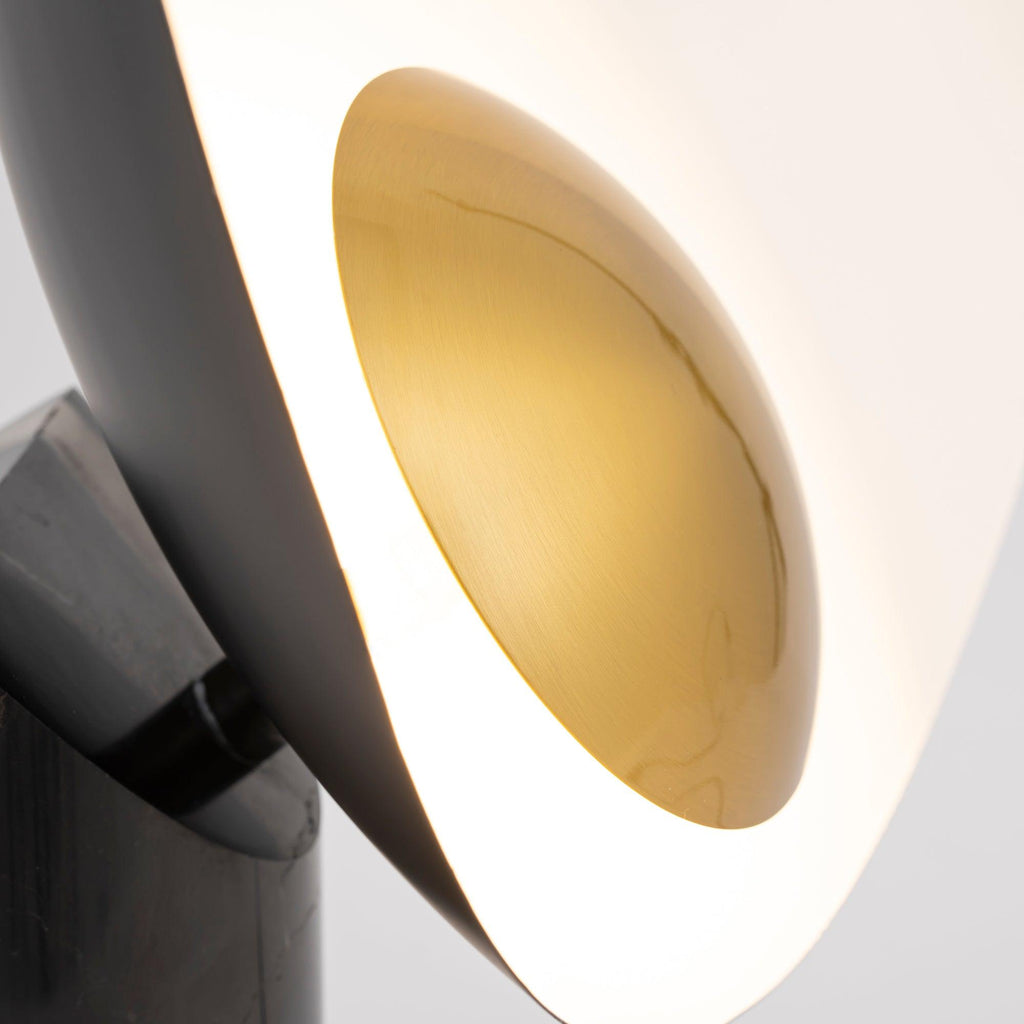 Lampe à poser moderne Ean en Métal, Marbre Noir et or et blanc