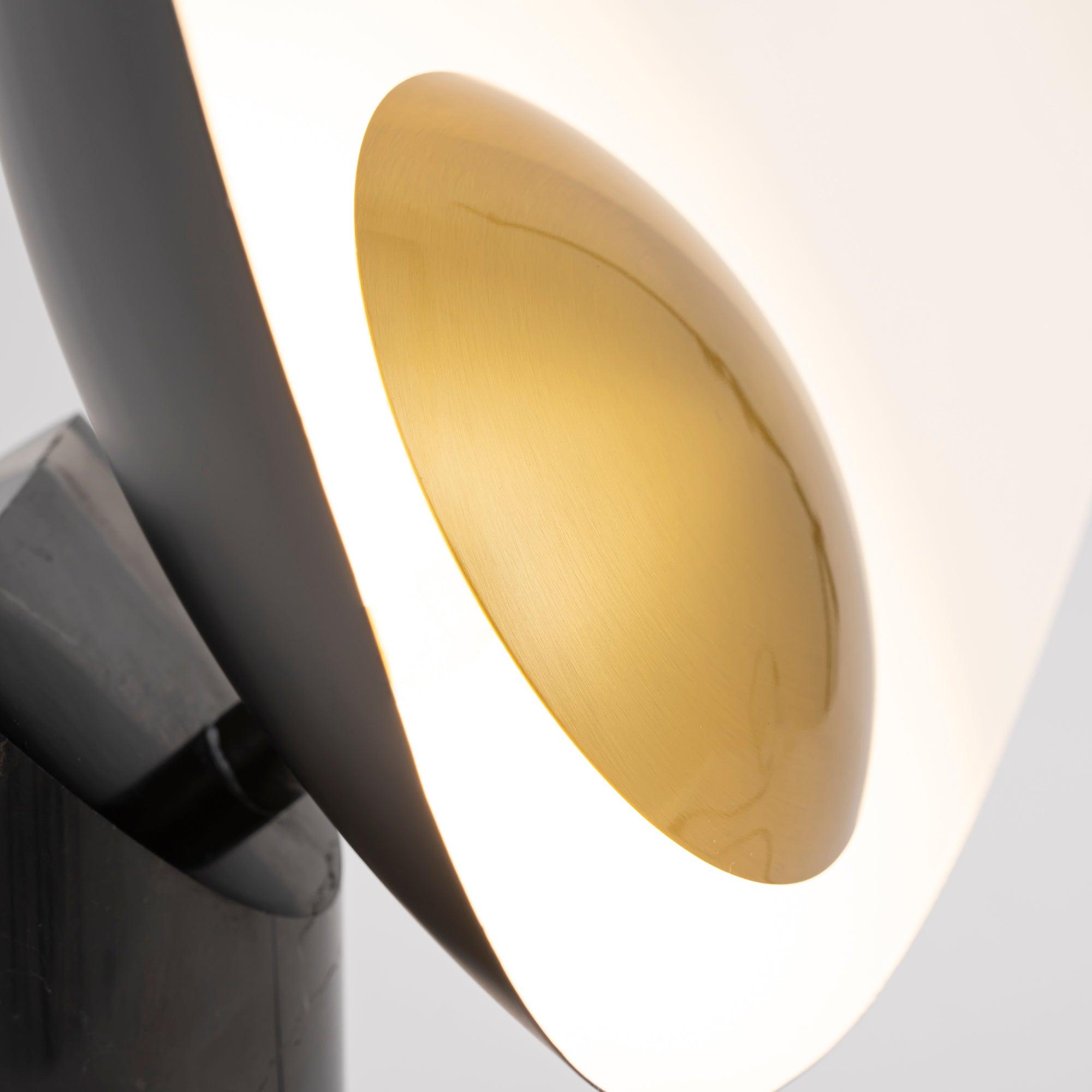 Lampe à poser moderne Ean en Métal, Marbre Noir et or et blanc