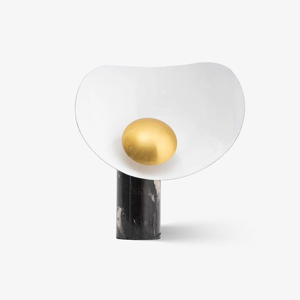 Lampe à poser moderne Ean en Métal, Marbre Noir et or et blanc