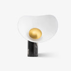 Lampe à poser moderne Ean en Métal, Marbre Noir et or et blanc