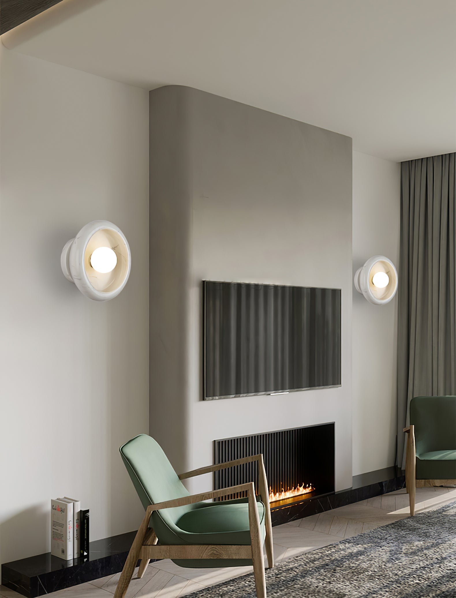 Applique murale moderne Hogne en Albâtre, Marbre Beige jade