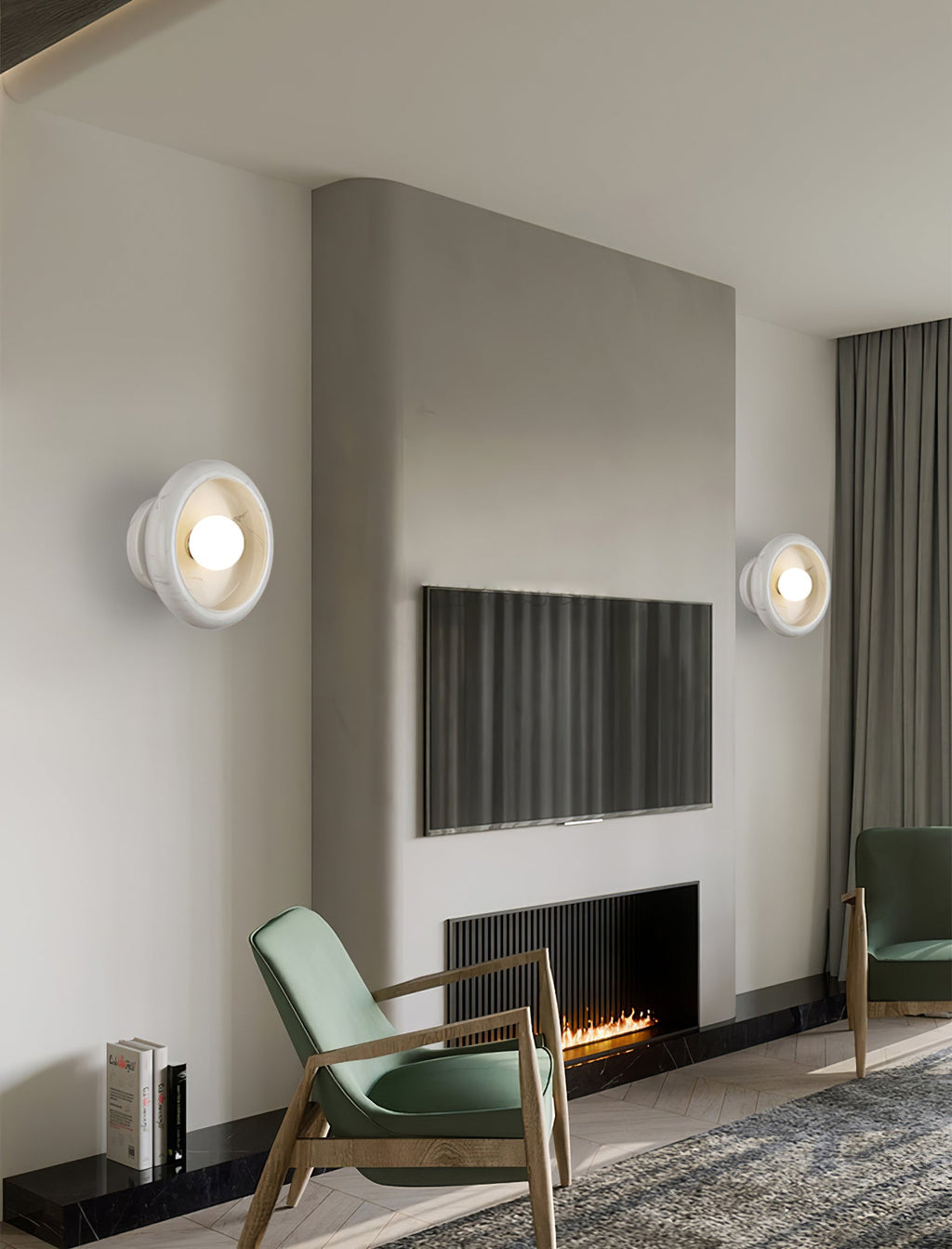 Applique murale moderne Hogne en Albâtre, Marbre Vert jade