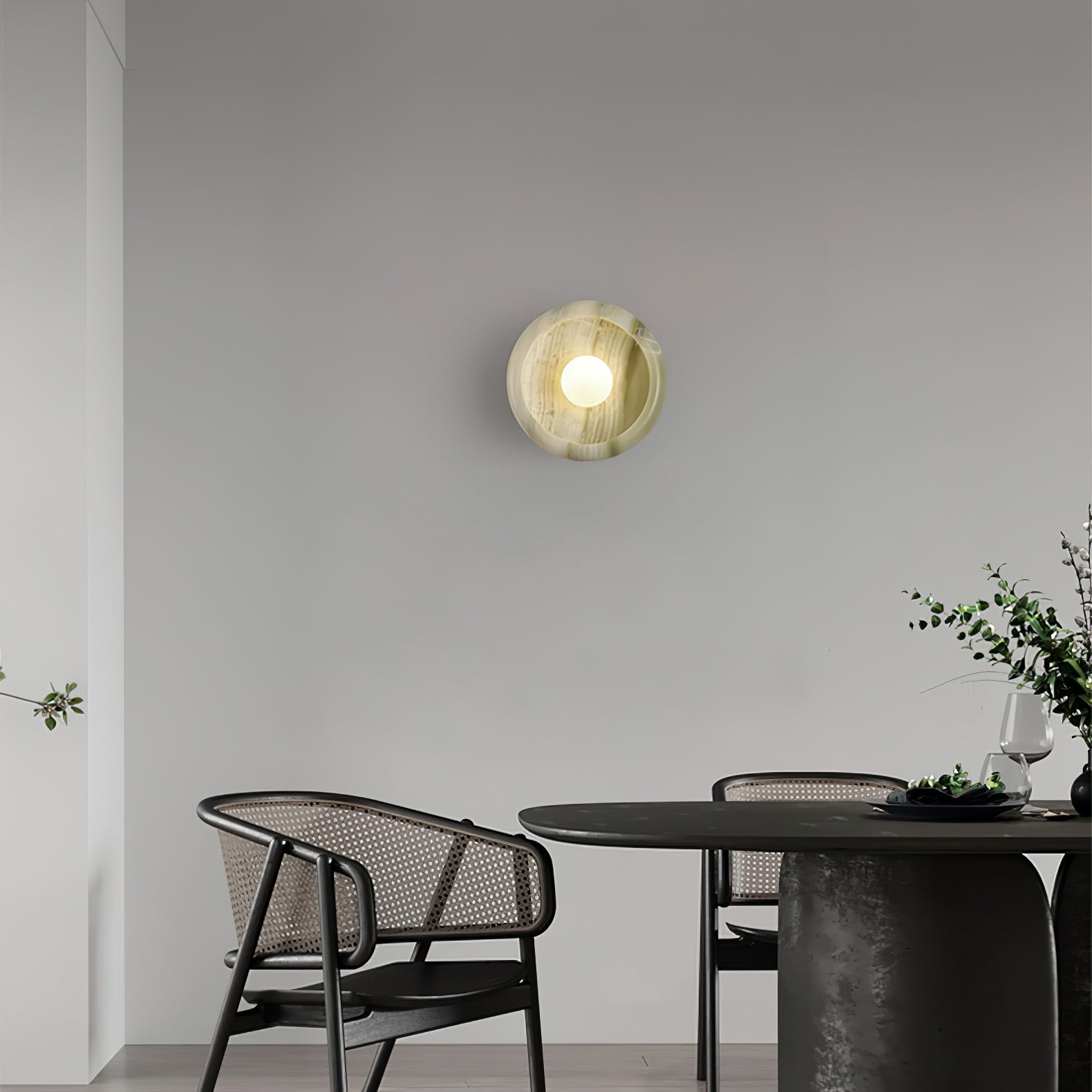 Applique murale moderne Hogne en Albâtre, Marbre Blanc jade