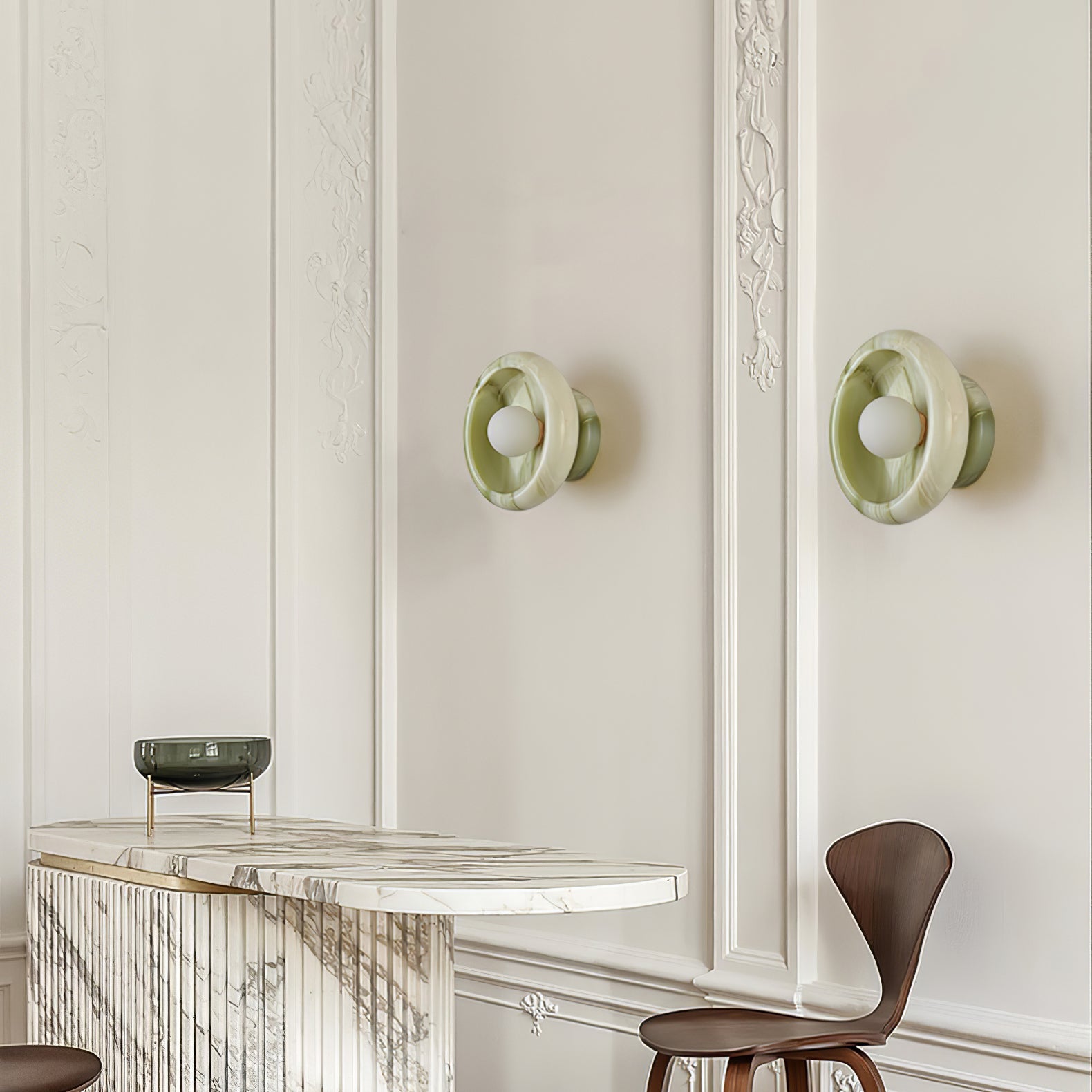 Applique murale moderne Hogne en Albâtre, Jade Noir marbre