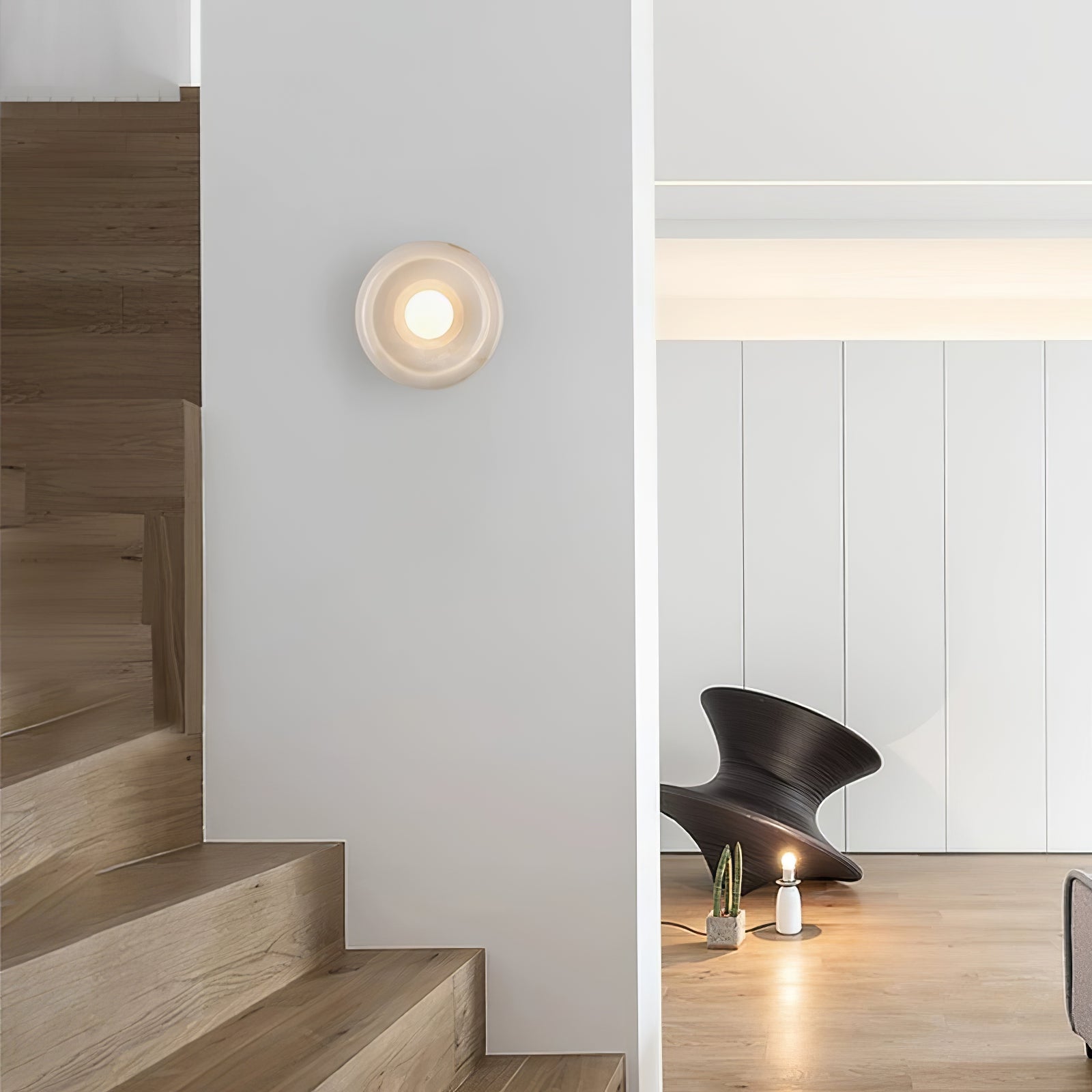 Applique murale moderne Hogne en Albâtre, Marbre Blanc jade
