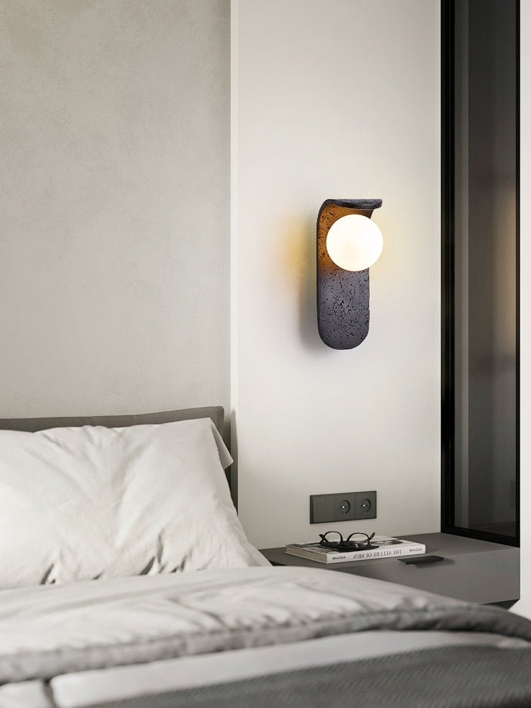 Applique murale moderne Lidolf en Noir travertin et blanc