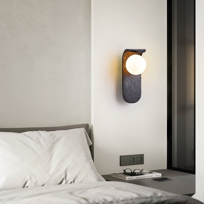 Applique murale moderne Lidolf en Noir travertin et blanc